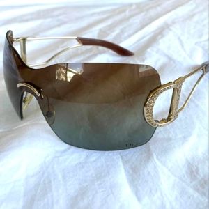 Y2K Christian Dior as seen on Mariah Carey Gold Sunglasses